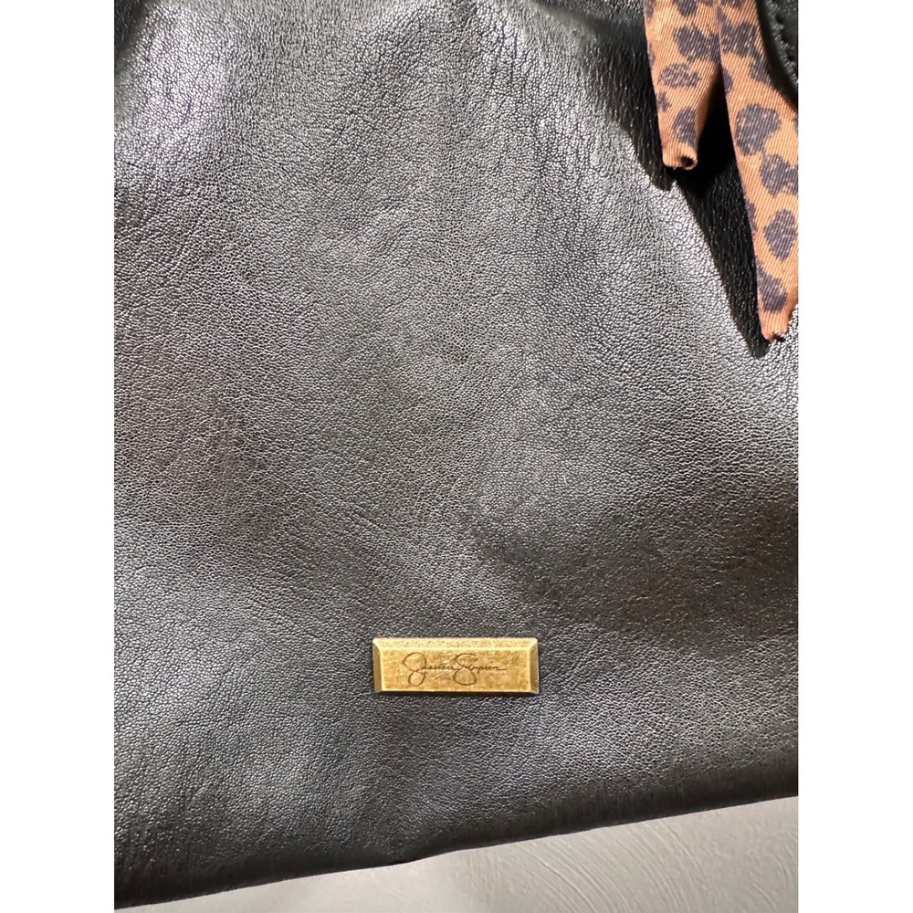 Jessica Simpson Black Studded Hobo Bag Western Scarf Charm Boho Shoulder Purse - Picture 3 of 6